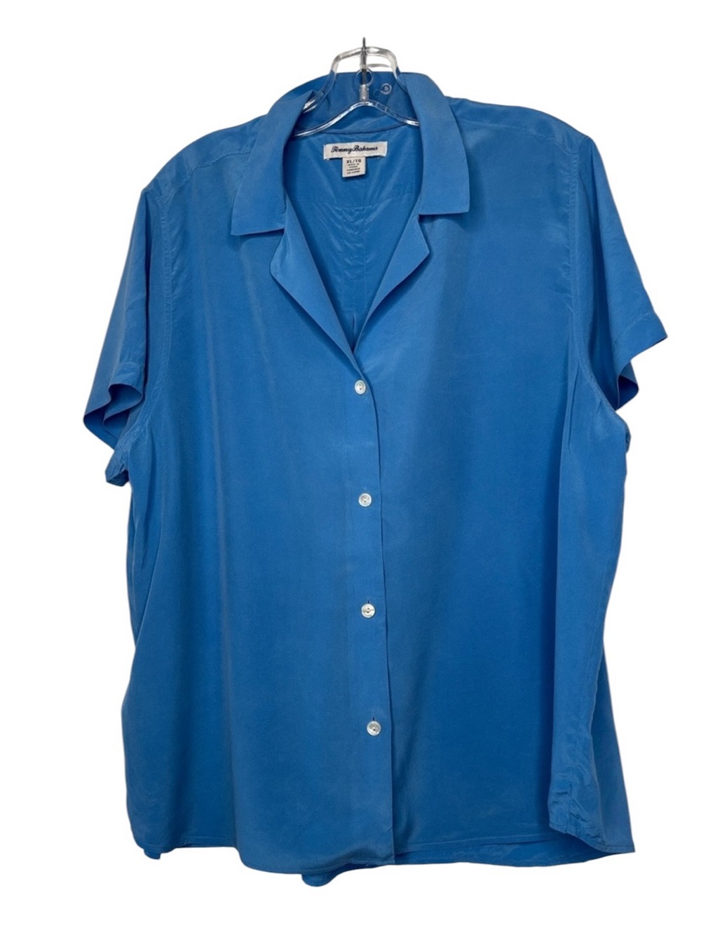 Tommy Bahama Blue Short Sleeve Silk Button-Up Shirt